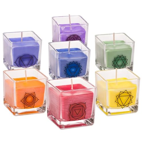 Set van 7 chakra koolzaadwas eco geurkaarsen Set van 7 chakra koolzaadwas eco geurkaarsen
