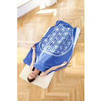 Katoenen omslagdeken flower of live blauw