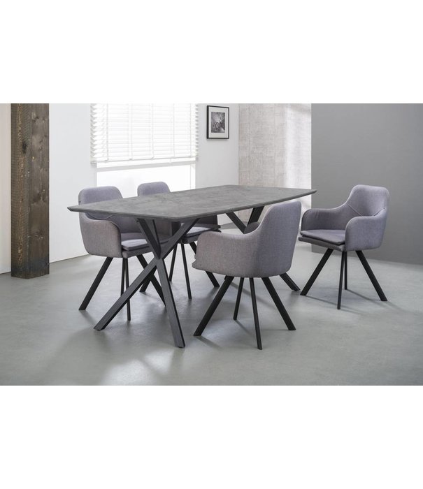 Duverger® Cosy - Table à manger 160 - ovale - aspect béton - gris - 160x90x76cm