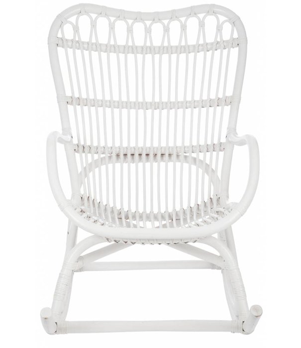 Duverger® Nostalgic - Chaise à bascule - rotin - blanc mat - 66x110x93cm