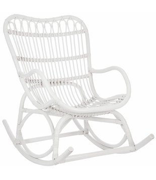 Nostalgic - Chaise à bascule - rotin - blanc mat - 66x110x93cm