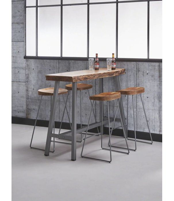 Duverger® Barstoelen - set van 4- massief houten acacia zitting - zwart metalen onderstel - 37x29x71