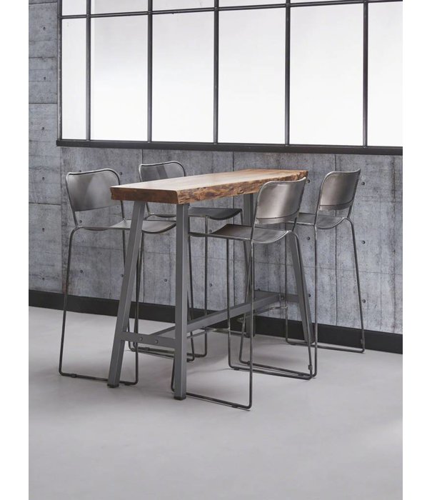 Duverger® Nature - Table de bar - Acacia massif - naturel - structure métallique - finition poudrée noire