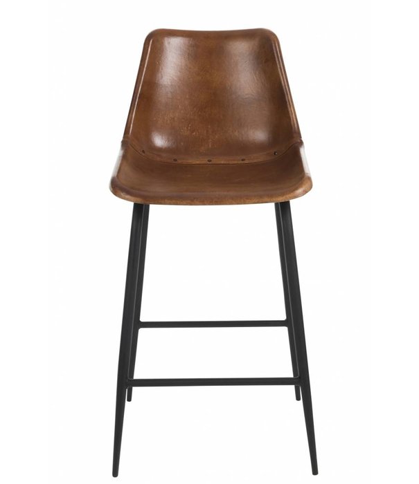 Duverger® High chair 2 - Barstoel - set van 2 - cognac - leder - metaal