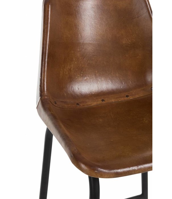 Duverger® High Chair 2 - Tabouret de bar - lot de 2 - cognac - cuir - métal