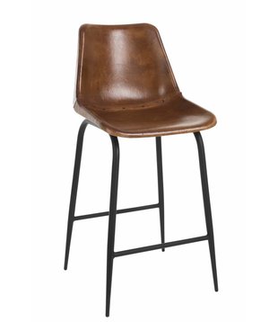 High Chair 2 - Barhocker - 2er Set - cognac - Leder – Metall