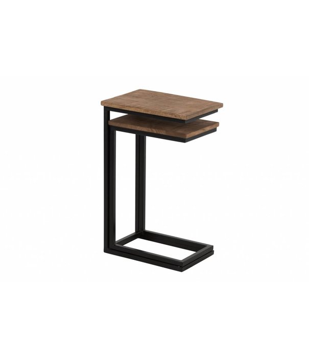 Duverger® Industry - Tables d'appoint - set of 2 - structure en métal noir - plateau en bois - naturel