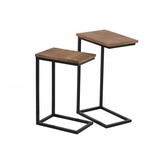 Industry - Tables d'appoint - set of 2 - structure en métal noir - plateau en bois - naturel