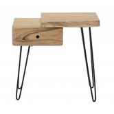 Tree trunk - Tables de chevet - set of 2 - gauche et droite - Acacia massif - naturel - 1 tiroir - pieds en fer forgé