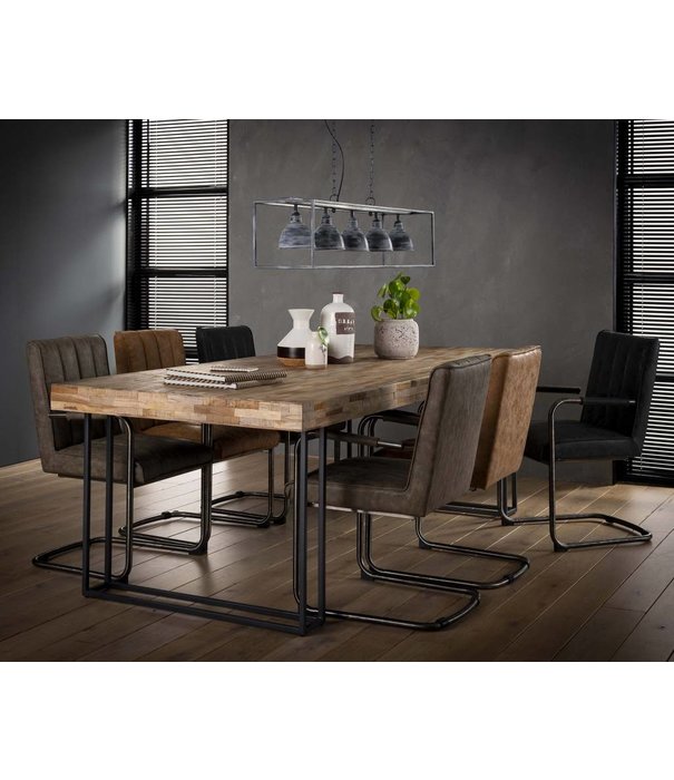 Duverger® Mosaic - table de salle à manger - rectangulaire - teck patiné -L240cm - structure en métal