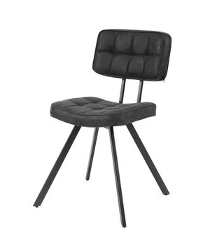 Retro - chaises de salle à manger - lot de 4 - cire PU avec coutures croisées - noir - dossier ouvert