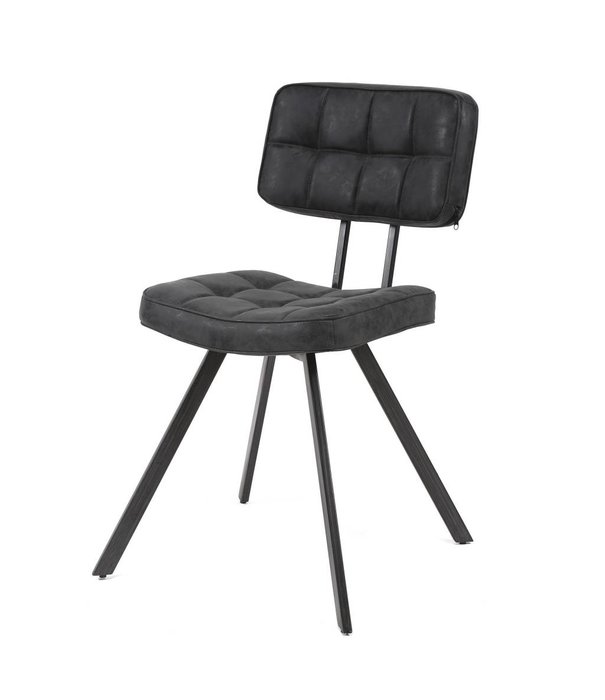 Duverger® Retro - chaises de salle à manger - lot de 4 - cire PU avec coutures croisées - noir - dossier ouvert