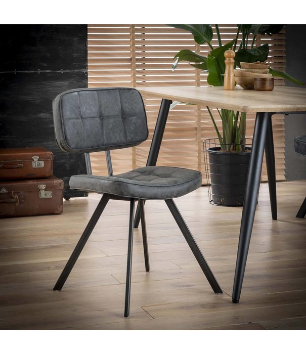 Duverger® Retro - chaises de salle à manger - lot de 4 - cire PU avec coutures croisées - noir - dossier ouvert