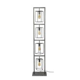 Cube - Stehleuchtensäule - 4 Stahlrahmen - quadratisch - altsilber - mit 4 LED-Leuchtmitteln