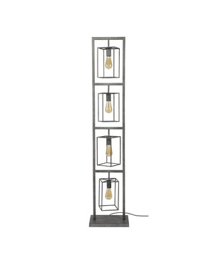 Cube - Stehleuchtensäule - 4 Stahlrahmen - quadratisch - altsilber - mit 4 LED-Leuchtmitteln