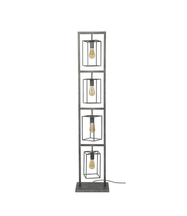 Duverger® Cube - Tour de lampadaire - 4 cadres en acier - carré - vieil argent - avec 4 sources lumineuses LED