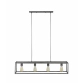 Cube - Hanglamp - stalen frame - rechthoek - oud zilver - met 4 LED lichtbronnen