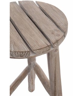 Nature - Tabouret - rond - bois - white wash