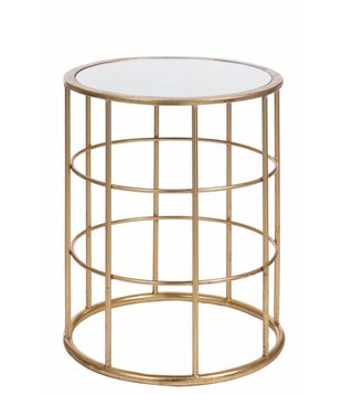Gold - Table d'appoint - ronde - plateau en verre blanc - structure en métal - couleur or