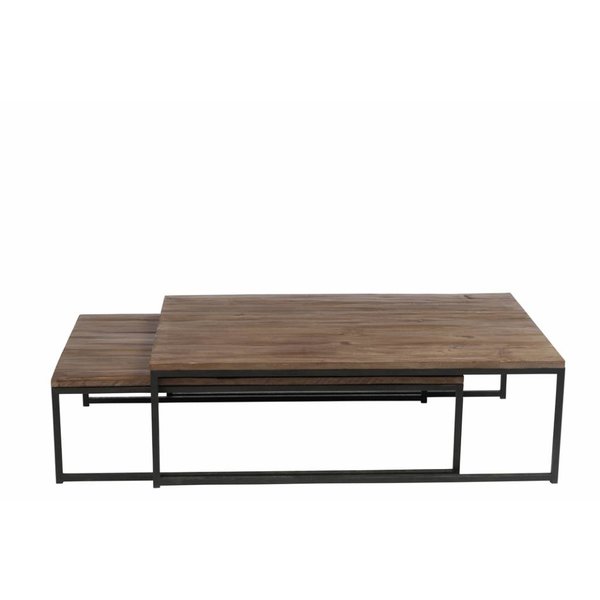 Industry Salontafel set van 2 rechthoekig hout metalen frame