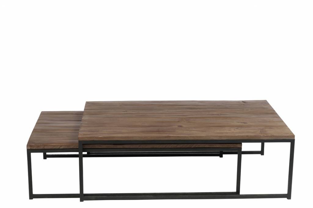 stap uitzondering Peer Industry - Salontafel - set van 2 - rechthoekig - hout - metalen frame -  inschuifbaar - DuVerger Home