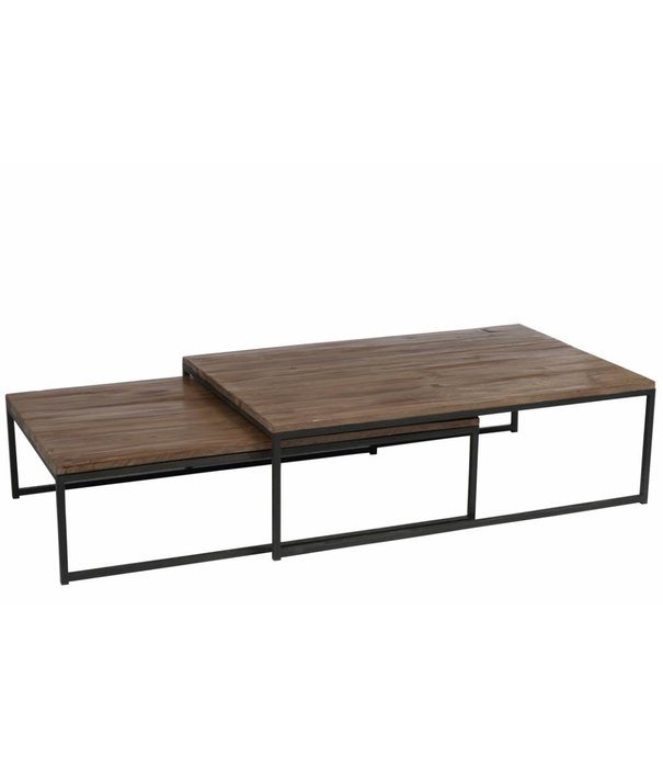 Duverger® Industry - Salontafel - set van 2 - rechthoekig - hout - metalen frame - inschuifbaar