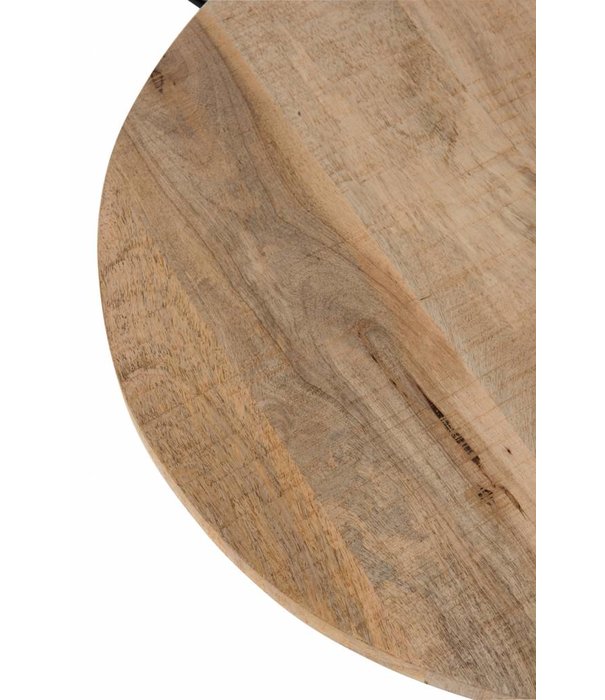 Duverger® Bistro - tafel - rond - houten blad - naturel - metalen voet - zwart