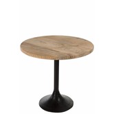 Bistro - tafel - rond - houten blad - naturel - metalen voet - zwart