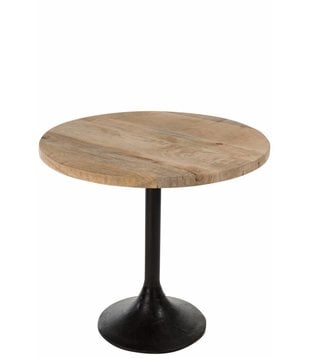 Bistro - Tisch - rund - Holzplatte - natur - Metallgestell - schwarz