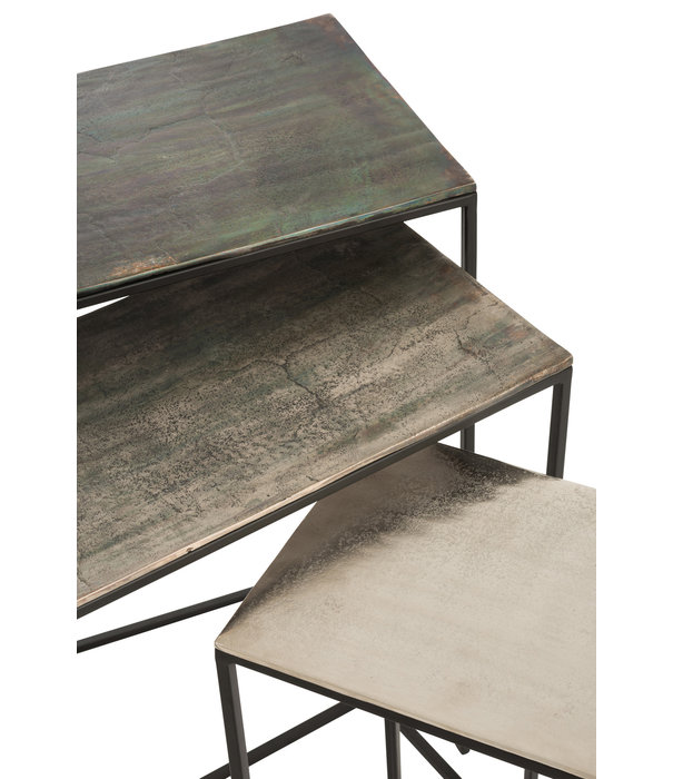 Duverger® Industry Alu - Tables d'appoint - set de 3 - rectangulaire - colour mix - rétractable