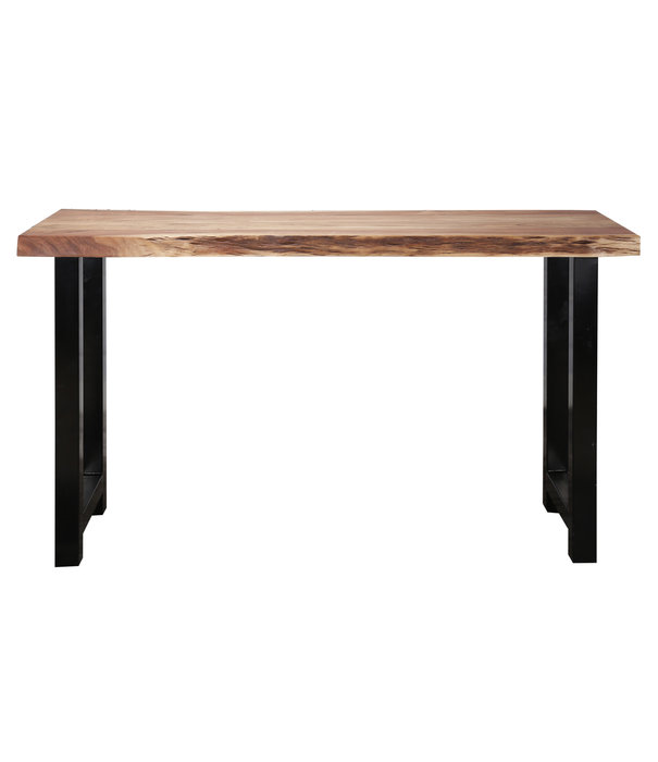 Duverger® Tree - Table de bar - acacia massif - L 150cm - plateau épaisseur 6cm - structure métal - finition poudrée noire