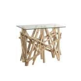 Nature branches - Sidetable - hout takken - glazen blad - rechthoekig