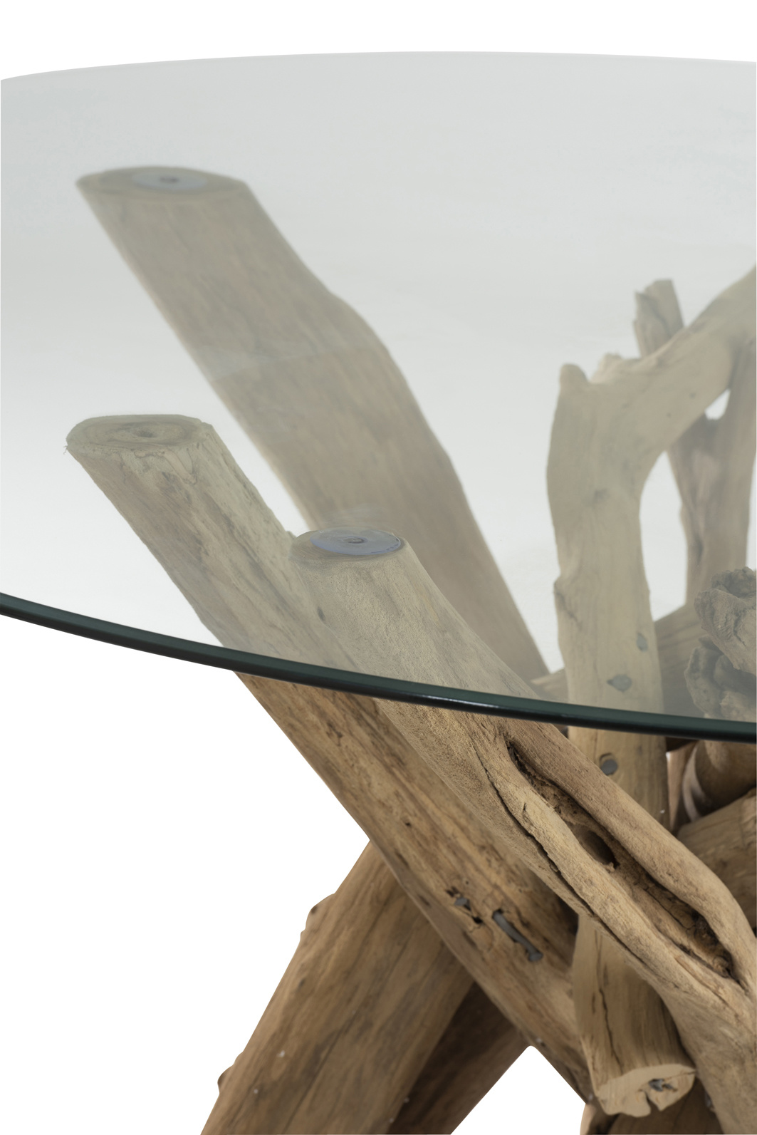 Nature branches - Eettafel - hout takken - glazen blad - rond - Home