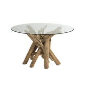 Nature branches - Eettafel - hout takken - glazen blad - rond