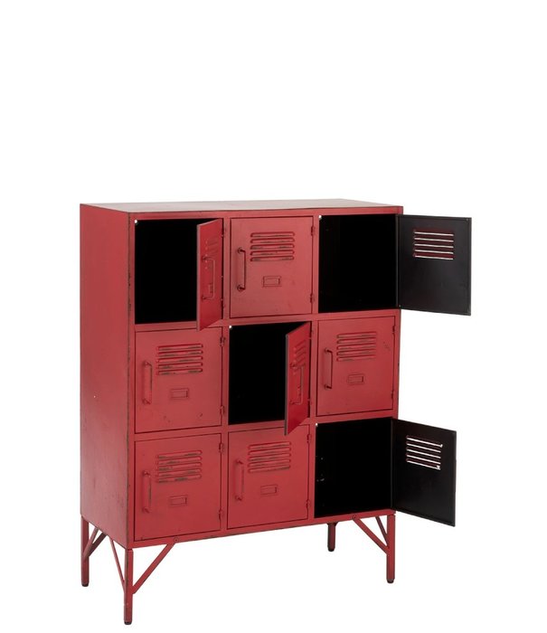 Duverger® Industry locker - Opbergkast - rood - metaal - 9 deurtjes