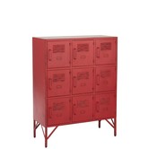 Industry locker - Opbergkast - rood - metaal - 9 deurtjes