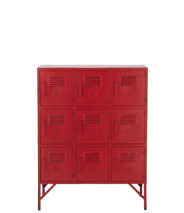Duverger® Industry locker - Opbergkast - rood - metaal - 9 deurtjes