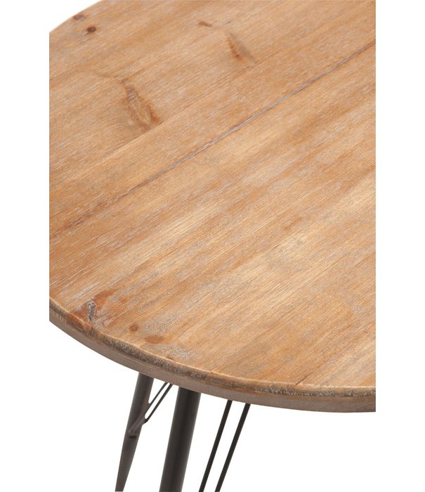 Duverger® Bistro Retro - Tisch - Holzplatte - rund - natürlich - Metallgestell - schwarz