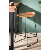 Ergonomic - Barstoelen - set van 4 - houten zit - ergonomisch -  massief acacia - naturel - zwart metalen frame