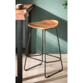 Ergonomic - Chaises de bar - lot de 4 - assise en bois - ergonomique - acacia massif - naturel - structure en métal noir