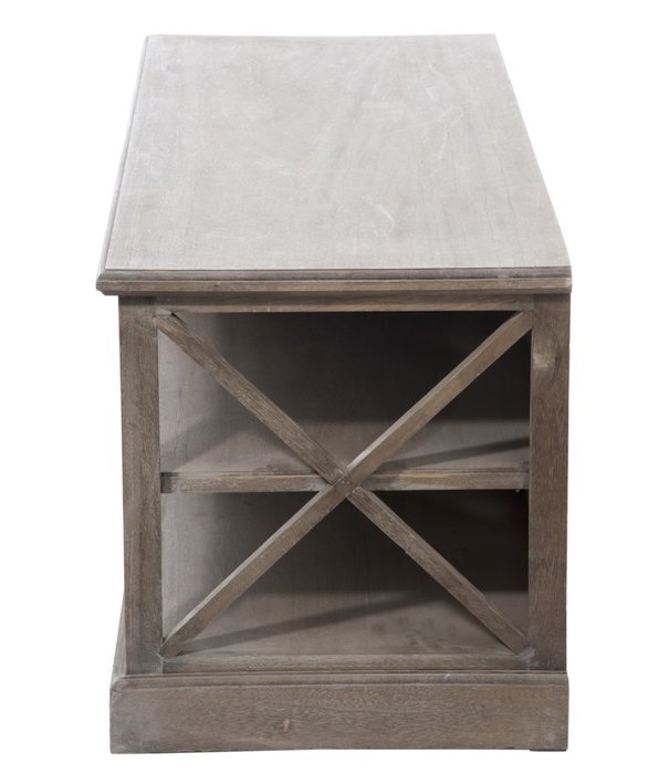 Duverger® Cottage - TV-meubel - hout - grey wash - 2 manden - 2schappen - landelijk