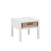 Cottage - Table de chevet - blanc - bois - 1 panier - rustique