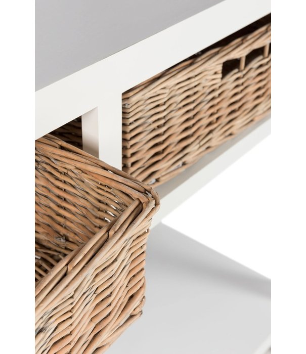 Duverger® Cottage - Table d'appoint - rectangulaire - blanc - bois - 2 paniers - 1 étagère - rustique