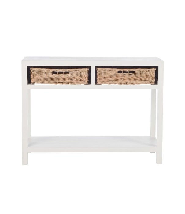 Duverger® Cottage - Sidetable - rechthoekig - wit - hout - 2 manden - 1 legplank - landelijk