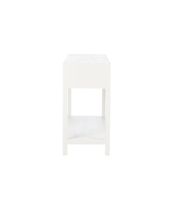 Duverger® Cottage - Table d'appoint - rectangulaire - blanc - bois - 2 paniers - 1 étagère - rustique