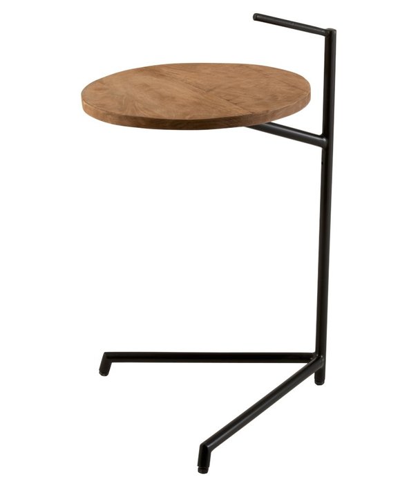 Duverger® Bistro - Table d'appoint - ronde - feuille de manguier - base en fer forgé - poignée