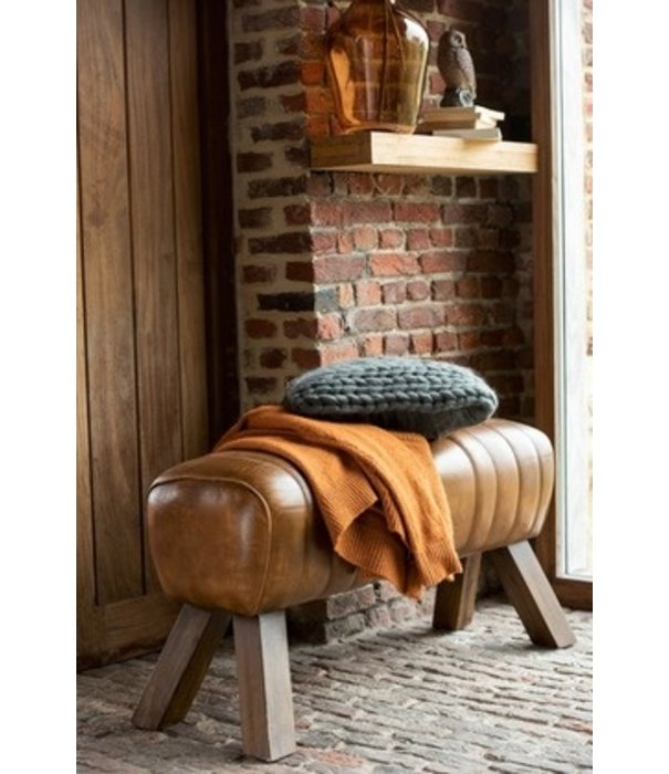 Duverger® Gym - Canapé - cuir - cognac - pieds en bois