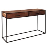 Metal frame - Sidetable - Robuust hardhout - 2 lades