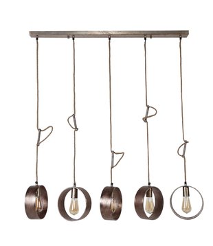 Metal Circle - Lampe suspendue - 5L - nickel antique - hauteur réglable - avec 5 sources lumineuses LED 8450/39A