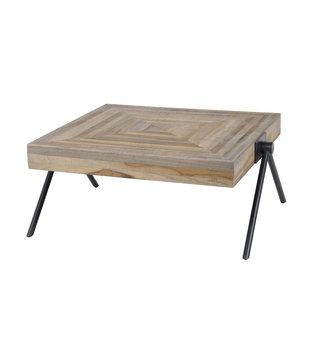 Diamond - Table basse - carrée - 70x70cm - teck patiné - pieds équilibrés - acier